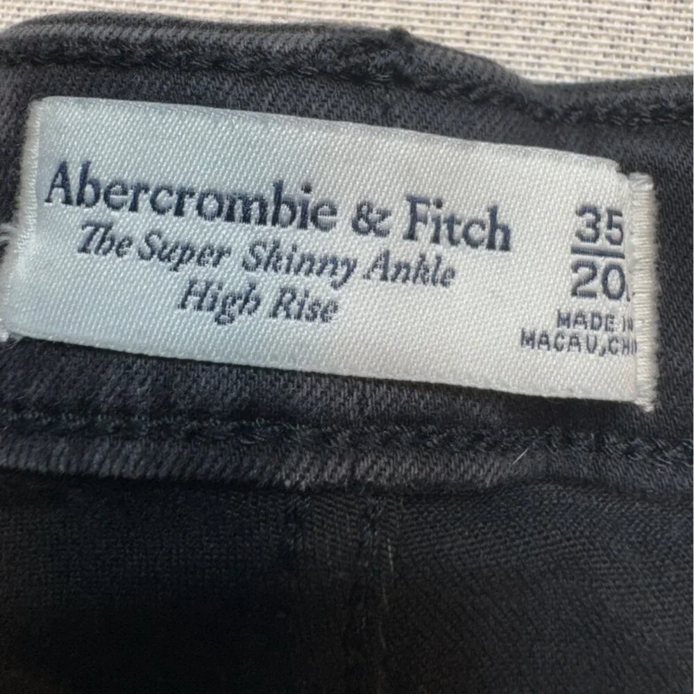 Abercrombie & Fitch Womens High Rise Skinny Ankle Jeans Size 35/20 Black Denim